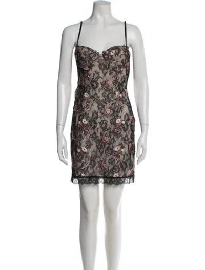 Pre-owned La Perla Floral Print Mini Dress In Black