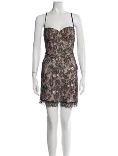 Pre-owned La Perla Floral Print Mini Dress In Black