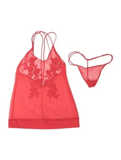 Pre-owned La Perla Floral Print Nightgown In Red