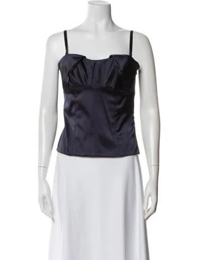 Pre-owned La Perla Floral Print Square Neckline Top In Purple