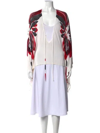 Pre-owned La Perla Floral Print V-neck Top In White