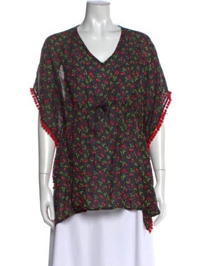 Pre-owned La Perla Floral Print V-neck Tunic In Multi