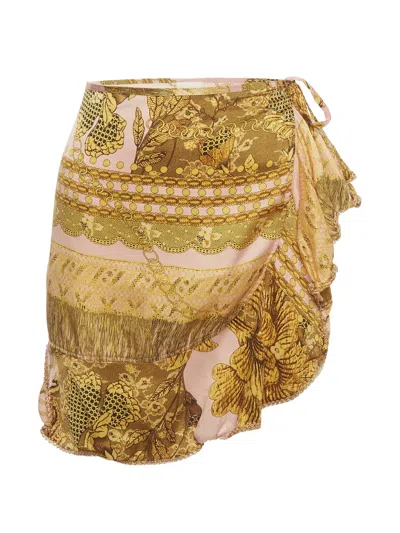Pre-owned La Perla Floral-print Wrap Skirt In Pink