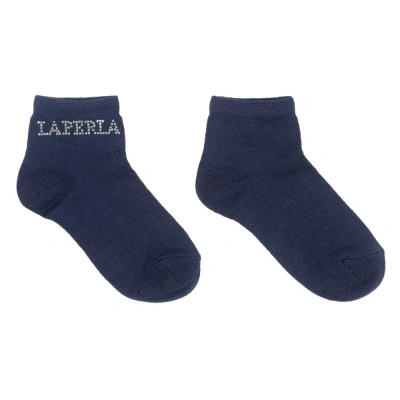 La Perla Babies' Girls Blue Logo Socks