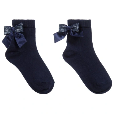 La Perla Kids' Girls Navy Blue Bow Socks