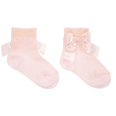 La Perla Kids' Girls Pink Cotton Bow Socks