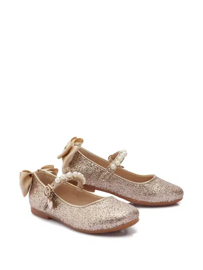 La Perla Kids' Glittered Pearl-strap Ballet Flats In Multi