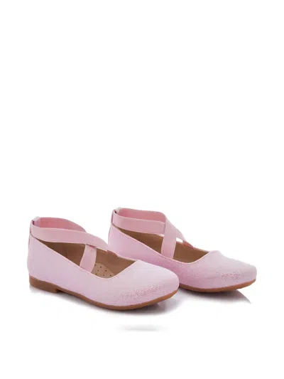 La Perla Kids' Glitter-effect Elasticated-strap Ballet Flats In Pink