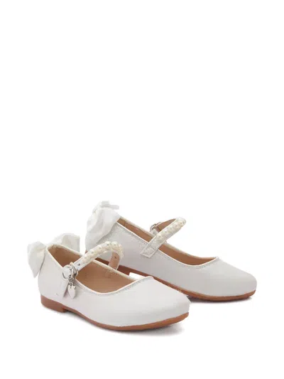 La Perla Babies' Glitter-effect Pearl-strap Ballerinas In White