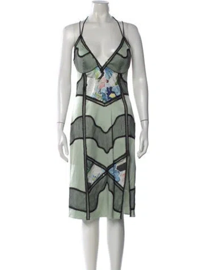 Pre-owned La Perla Graphic Print Midi Length Dress In Green