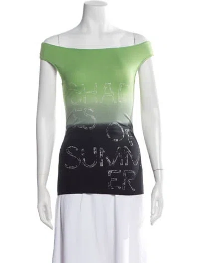 Pre-owned La Perla Graphic Print Off-the-shoulder Top In Green