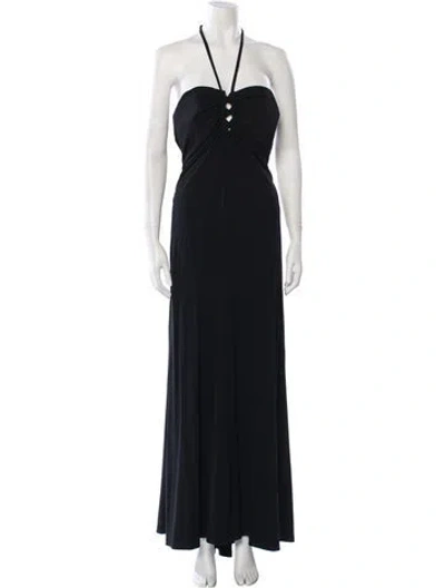 Pre-owned La Perla Halterneck Long Dress In Black