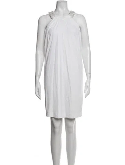 Pre-owned La Perla Halterneck Mini Dress In White