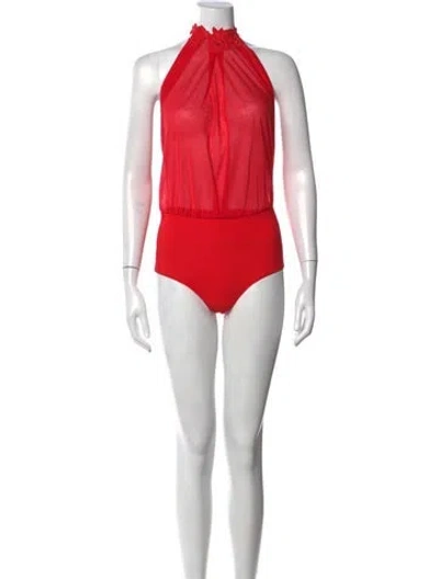 Pre-owned La Perla Halterneck Sleeveless Bodysuit In Red