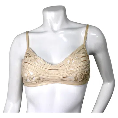 Pre-owned La Perla Intrigo Cream Silk Soutache Mesh Bralette In White