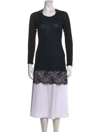 Pre-owned La Perla Lace Pattern Crew Neck Top In Black