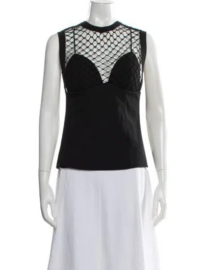 Pre-owned La Perla Lace Pattern Crew Neck Top W/ Tags In Black