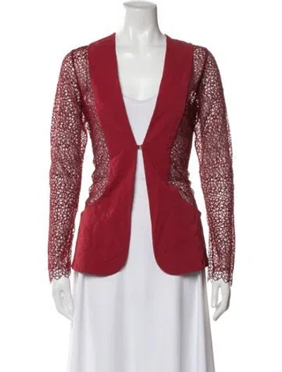 Pre-owned La Perla Lace Pattern Jacket In Red