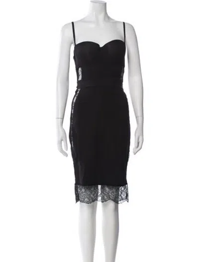 Pre-owned La Perla Lace Pattern Knee-length Dress In Black