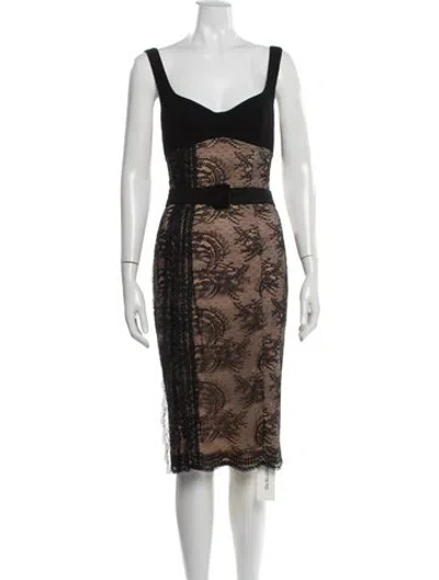 Pre-owned La Perla Lace Pattern Knee-length Dress In Brown