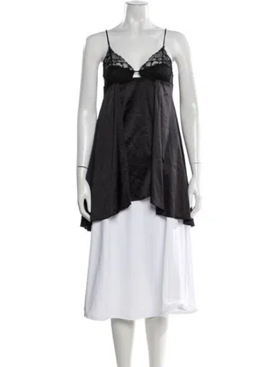 Pre-owned La Perla Lace Pattern Lace Trim Embellishment Nightgown In Black