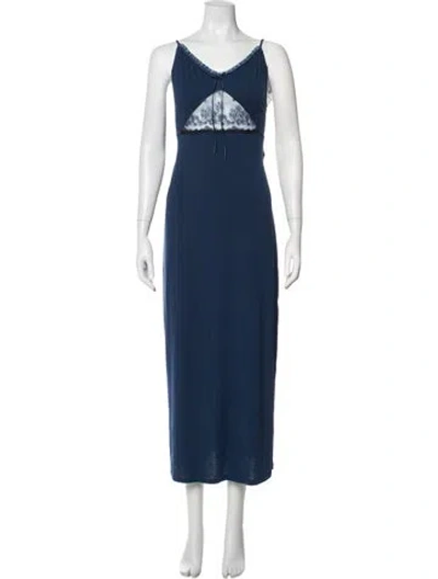 Pre-owned La Perla Lace Pattern Lace Trim Embellishment Nightgown W/ Tags In Blue