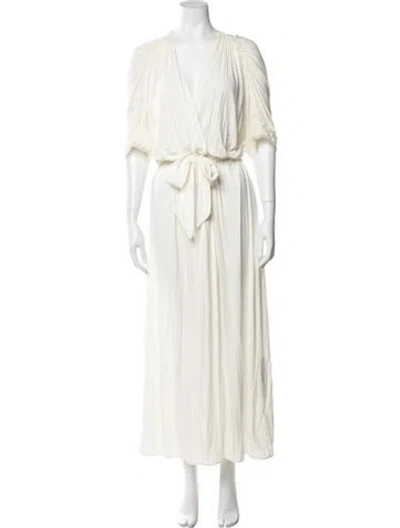 Pre-owned La Perla Lace Pattern Lace Trim Embellishment Robe In Neutral