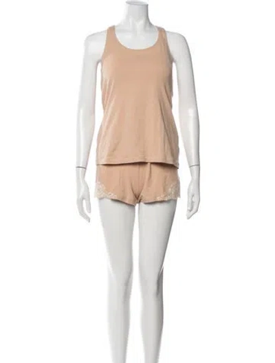 Pre-owned La Perla Lace Pattern Lace Trim Embellishment Short Set W/ Tags In Neutrals