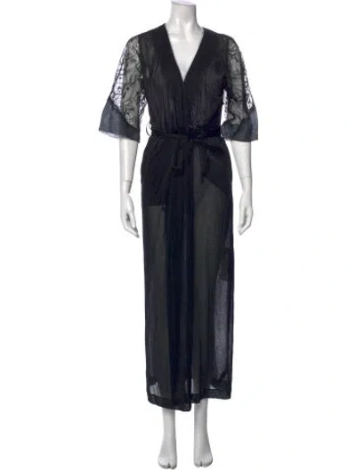 Pre-owned La Perla Lace Pattern Long Dress In Black