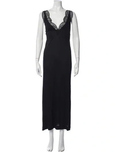 Pre-owned La Perla Lace Pattern Long Dress In Black