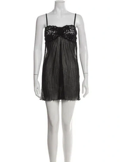 Pre-owned La Perla Lace Pattern Mesh Accents Nightgown In Black