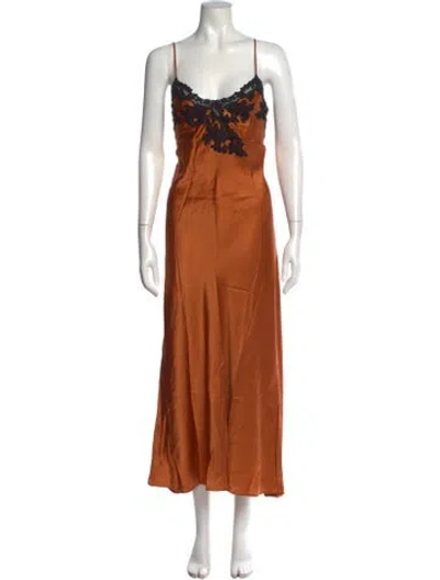 Pre-owned La Perla Lace Pattern Midi Length Dress In Pink