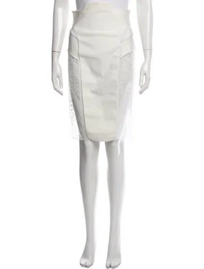 Pre-owned La Perla Lace Pattern Midi Length Skirt In White