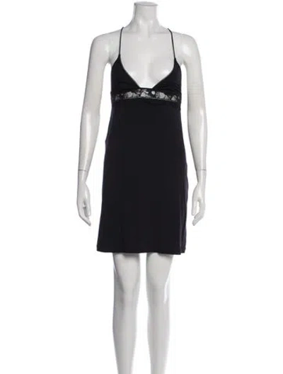 Pre-owned La Perla Lace Pattern Mini Dress In Black