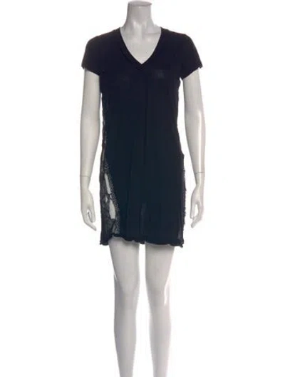 Pre-owned La Perla Lace Pattern Mini Dress In Black