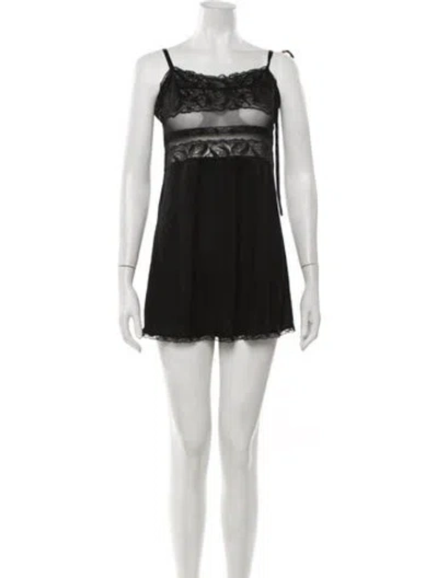 Pre-owned La Perla Lace Pattern Mini Dress In Black