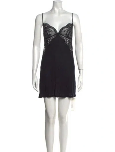 Pre-owned La Perla Lace Pattern Mini Dress In Black