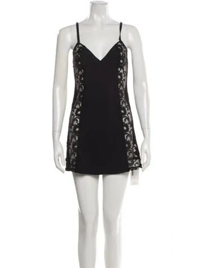 Pre-owned La Perla Lace Pattern Mini Dress In Gray