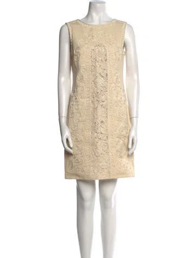 Pre-owned La Perla Lace Pattern Mini Dress In Neutral