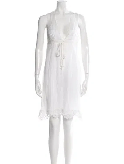 Pre-owned La Perla Lace Pattern Mini Dress In Neutral