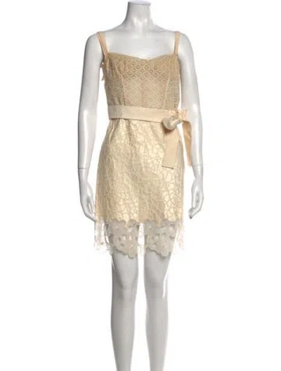 Pre-owned La Perla Lace Pattern Mini Dress In Neutrals