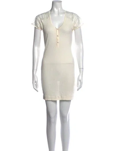 Pre-owned La Perla Lace Pattern Mini Dress In White