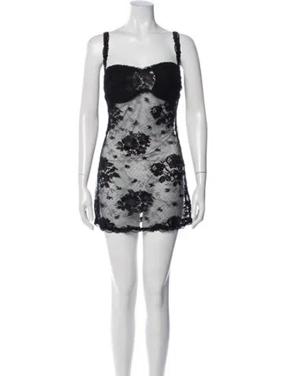 Pre-owned La Perla Lace Pattern Nightgown In White