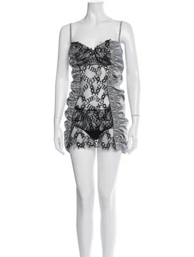 Pre-owned La Perla Lace Pattern Ruffle Embellishment Nightgown In Multi