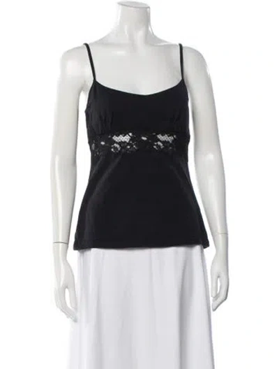 Pre-owned La Perla Lace Pattern Scoop Neck Top In Blue
