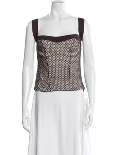 Pre-owned La Perla Lace Pattern Square Neckline Top In Black