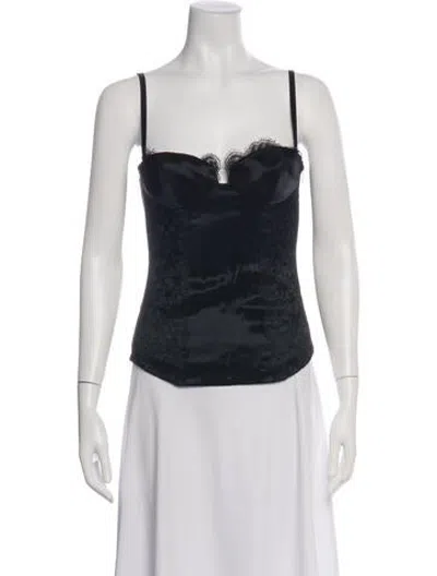 Pre-owned La Perla Lace Pattern Square Neckline Top In Black