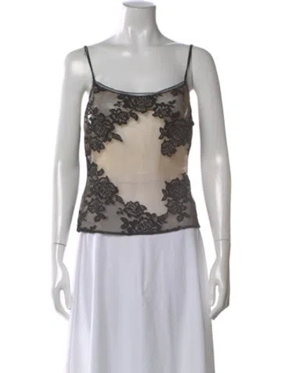 Pre-owned La Perla Lace Pattern Square Neckline Top In Black/neutrals