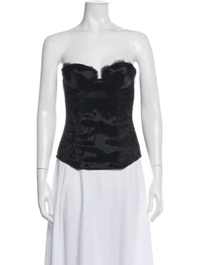Pre-owned La Perla Lace Pattern Strapless Top In Black