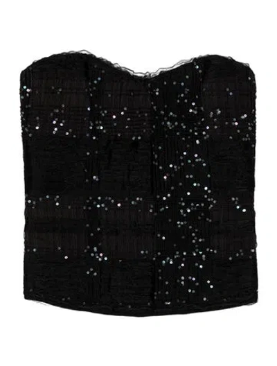 Pre-owned La Perla Lace Pattern Strapless Top In Black